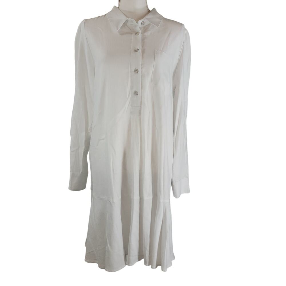 NWT Cynthia Rowley White Dress Linen Blend Flare Sheath Blouson Flare Large